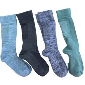 TOMMIE COPPER Compression Over Calf Socks Jade Green 4 Pc Nanoglide Medium NWT